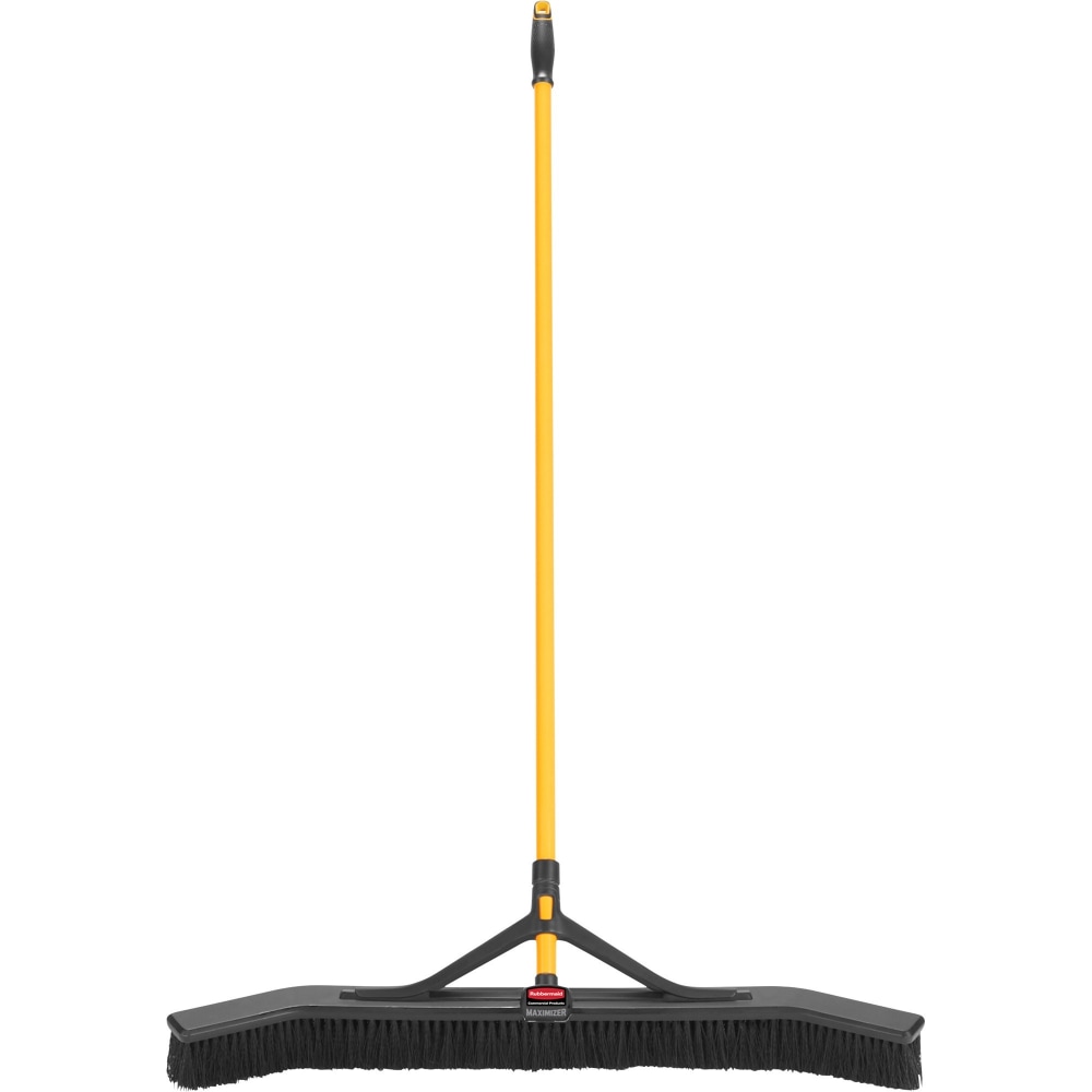 Rubbermaid Commercial Maximizer Push-To-Center 36in Brooms - Polypropylene Bristle - 58.1in Overall Length - Steel Handle - 6 / Carton MPN:2018728CT