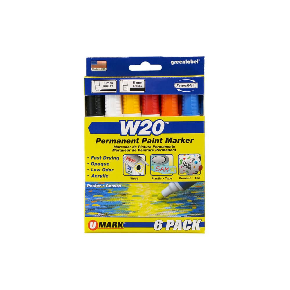 Markers & Paintsticks, Marker Type: Liquid Paint Marker, Tip Shape: Bullet, Chisel, Color: Red, White, Yellow, Blue, Black, Orange, Ink Type: Water Base MPN:10870