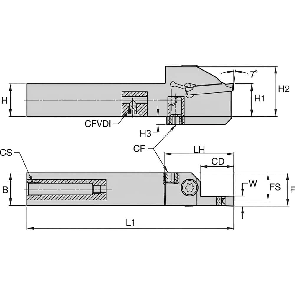 Indexable Grooving/Cut-Off Toolholders, Hand of Holder: Left Hand , Maximum Depth of Cut (Decimal Inch): 0.5512 , Maximum Depth of Cut (mm): 14.00  MPN:7110759