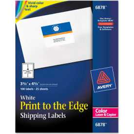 Avery® Shipping Labels for Color Laser & Copier 3-3/4 x 4-3/4 Matte White 100/Pack 6878