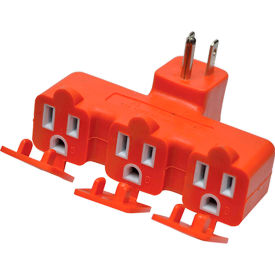 GoGreen Power 3 Outlet Tri-tap adapter with covers GG-03431OR - Orange GG-03431OR