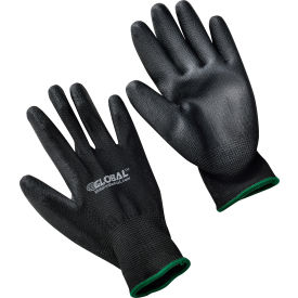 GoVets™ Flat Polyurethane Coated Gloves Black/Black Medium 1 Pair - Pkg Qty 12 350M708