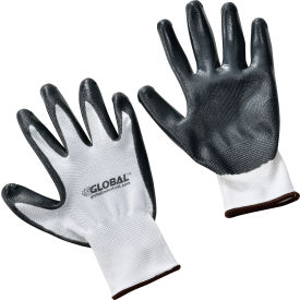 GoVets™ Flat Nitrile Coated Gloves White/Gray Large 1 Pair - Pkg Qty 12 346L708