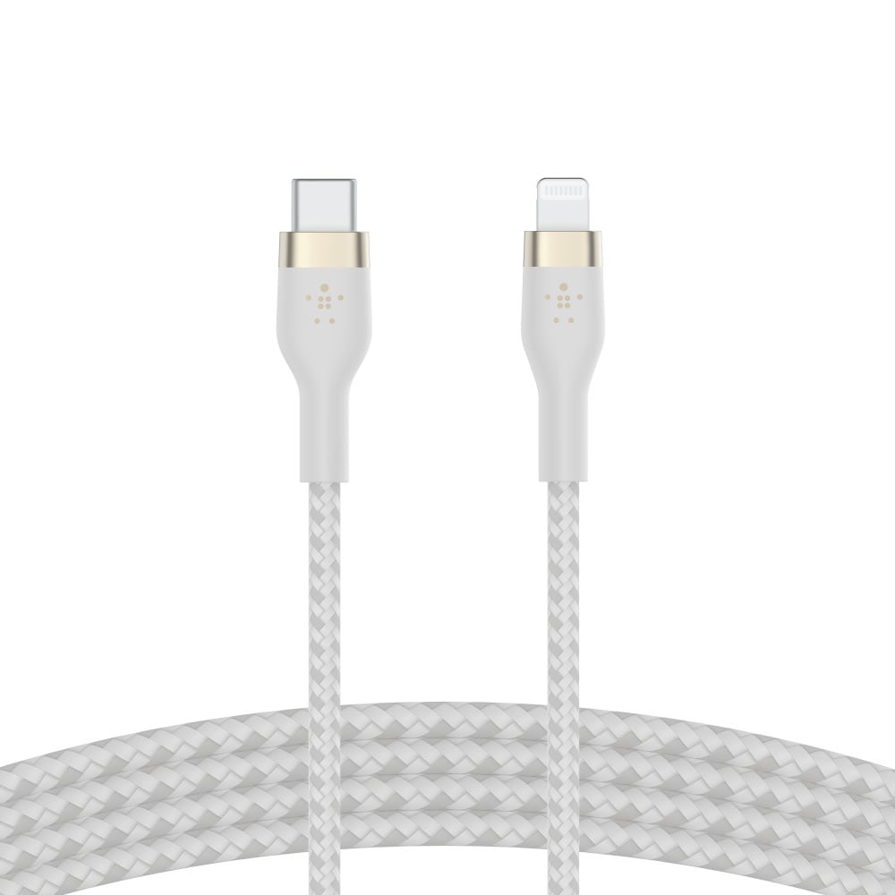 Belkin USB-C To Lightning Braided Cable, 6.6 FT, White (Min Order Qty 4) MPN:CAA011BT2MWH