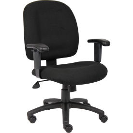 Boss Ergonomic Task Chair with Arms - Fabric - Mid Back - Black B495-BK