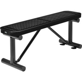 GoVets™ 4' Outdoor Steel Flat Bench Perforated Metal Black 742BK695