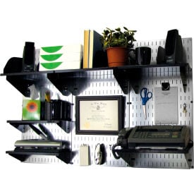 Wall Control Office Wall Mount Desk Storage and Organization Kit Galvanized Black 48