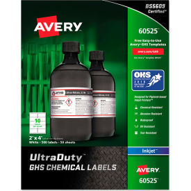 Avery® GHS Chemical Waterproof & UV Resistent Labels Inkjet 2