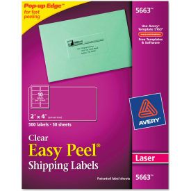 Avery® Easy Peel Laser Mailing Labels 2 x 4 Clear 500/Box 5663