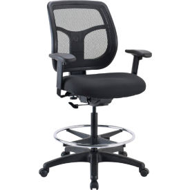 Eurotech Mesh Back Task Drafting Stool - Fabric - Black - Apollo Series DFT9800-5806