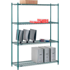 Nexel® 4 Shelf Poly-Green® Wire Shelving Unit Starter 54