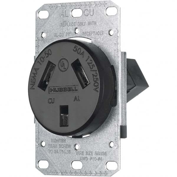 Straight Blade Single Receptacle: NEMA 10-50R, 50 Amps, Ungrounded MPN:RR350