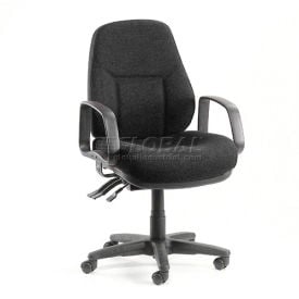 Interion® Task Chair With Mid Back & Fixed Arms Fabric Black 148BK516