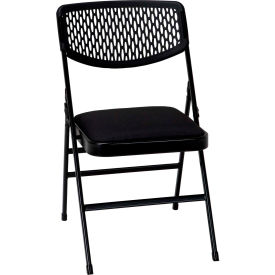 Bridgeport™ Ultra Comfort Commercial Fabric and Resin Mesh Folding Chair - Black Pack of 4 C865BP60BHC4E