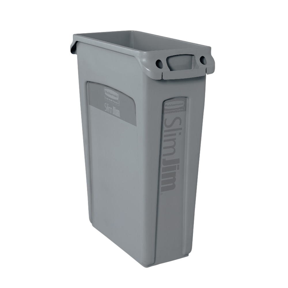 Rubbermaid Slim Jim Rectangular Plastic Waste Containers With Vent Channels, 23 Gallons, 30inH x 11inW x 22inD, Gray (Min Order Qty 2) MPN:FG354060 GRAY