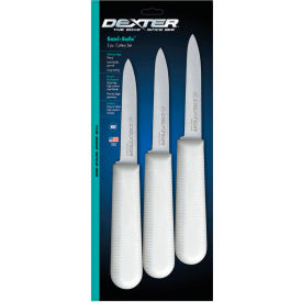 Dexter Russell 15383 - 3 Pack Paring Knives High Carbon Steel Stamped White Handle 3-1/4