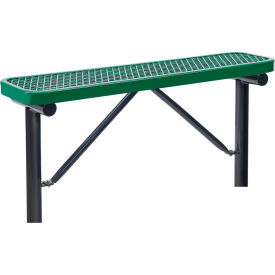 GoVets™ 4' Outdoor Steel Flat Bench Expanded Metal In Ground Mount Green 741IGN695