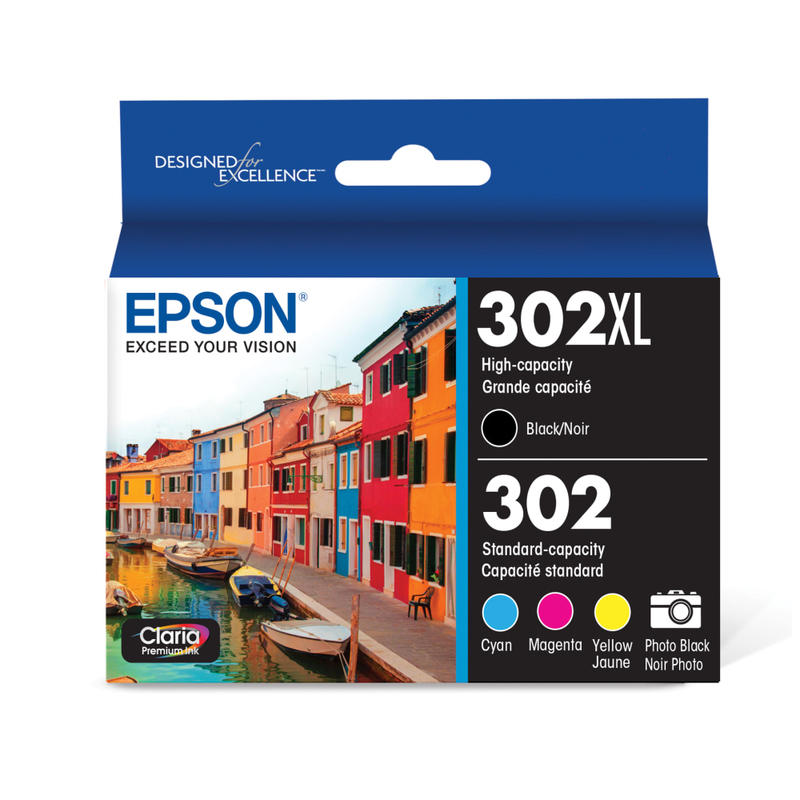 Epson 302XL Black/302 Claria Premium Tri-Color High-Yield Ink Cartridges, Pack Of 2, T302XL-BCS MPN:T302XL-BCS