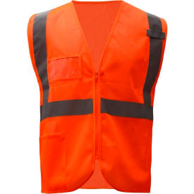 GSS Safety Standard Class 2 Mesh Zipper Safety Vest-Orange-S/M 1010-S/M