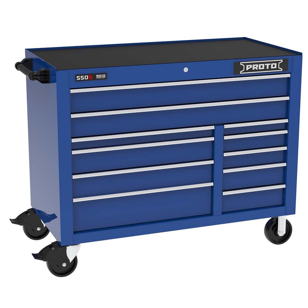 Tool Roller Cabinets, Drawers Range: 10 - 15 Drawers , Overall Weight Capacity: 900lb , Top Material: Vinyl , Color: Gloss Blue , Locking Mechanism: Keyed  MPN:J555041B-11BL