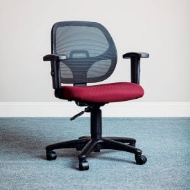 Interion® Mesh Office Chair With Mid Back & Adjustable Arms Fabric Red 436RD277