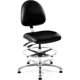 Bevco 9551M-E-V-BLK Integra-ESD Vinyl Upholstered Chair Medium-Back Aluminum Base Black 9551M-E-V-BLK