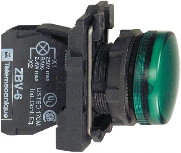 110-120 VAC at 50/60 Hz Green Lens LED Pilot Light MPN:XB5AVG3
