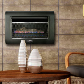 Duluth Forge Dual Fuel Ventless Linear Wall Gas Fireplace w/ Log 26000 BTU T-Stat Control DF300L