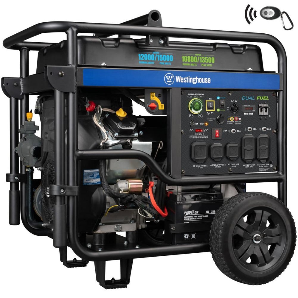 Portable Power Generators, Fuel Type: Gas, Propane , Starting Method: Electric Start, Remote Start , Running Watts: 12kW , Wattage (kW): 15  MPN:WGEN12000DFC