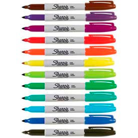 Sharpie® Pen Style Permanent Marker Fine Point Assorted Ink 12/Set 30072