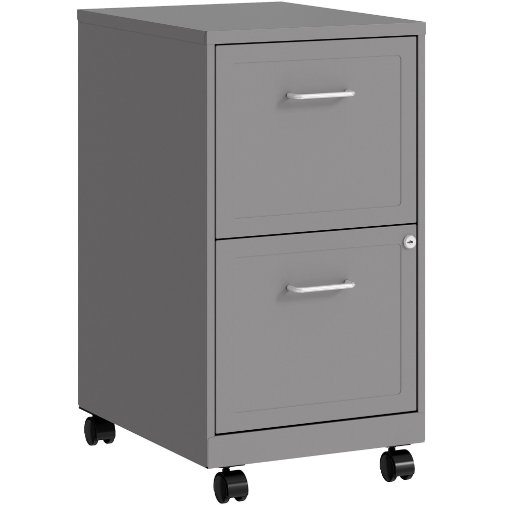 LYS Mobile File Cabinet - 14.3in x 18in x 26.5in - 2 x Drawer(s) for File, Document - Letter - Vertical - Glide Suspension, Locking Drawer, Mobility, Pull Handle - Silver - Baked Enamel - Steel - Recycled - Assembly Required MPN:VF218AMSR