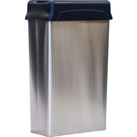 Witt Stainless Steel Wall Hugger Wastebasket w/Plastic Swing Top 22 Gallon 70HTSS 70HTSS