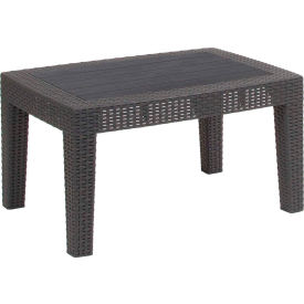 Flash Furniture Faux Rattan with Plank Top Coffee Table - Dark Gray -SF2-T-DKGY-GGDAD