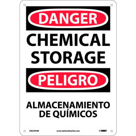 Bilingual Aluminum Sign - Danger Chemical Storage ESD239AB