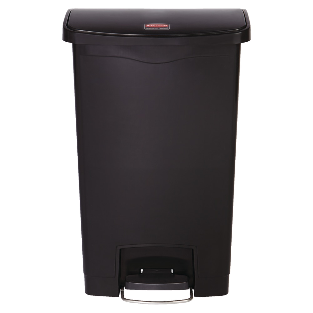 Rubbermaid Slim Jim Step-On Resin Front Step Wastebasket, 13 Gallons, Black MPN:1883611