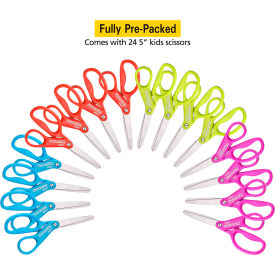 Stanley Scissor Caddy with 24 Assorted Color Pointed Tip Kids Scissors 25/Pack SCICAD-PT24