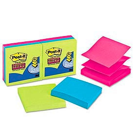 Pop-Up Notes Super Sticky 3 x 3 Assorted Ultra Colors 6/PK R3306SSUC