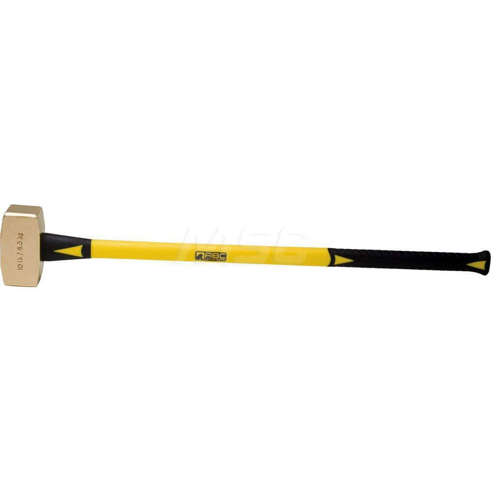 10 lb Brass Sledge Hammer, Non-Sparking, Non-Marring, 2-1/2 Face Diam, 5-3/4 Head Length, 36 OAL, 33 Fiberglass Handle, Double Faced MPN:ABC10BF