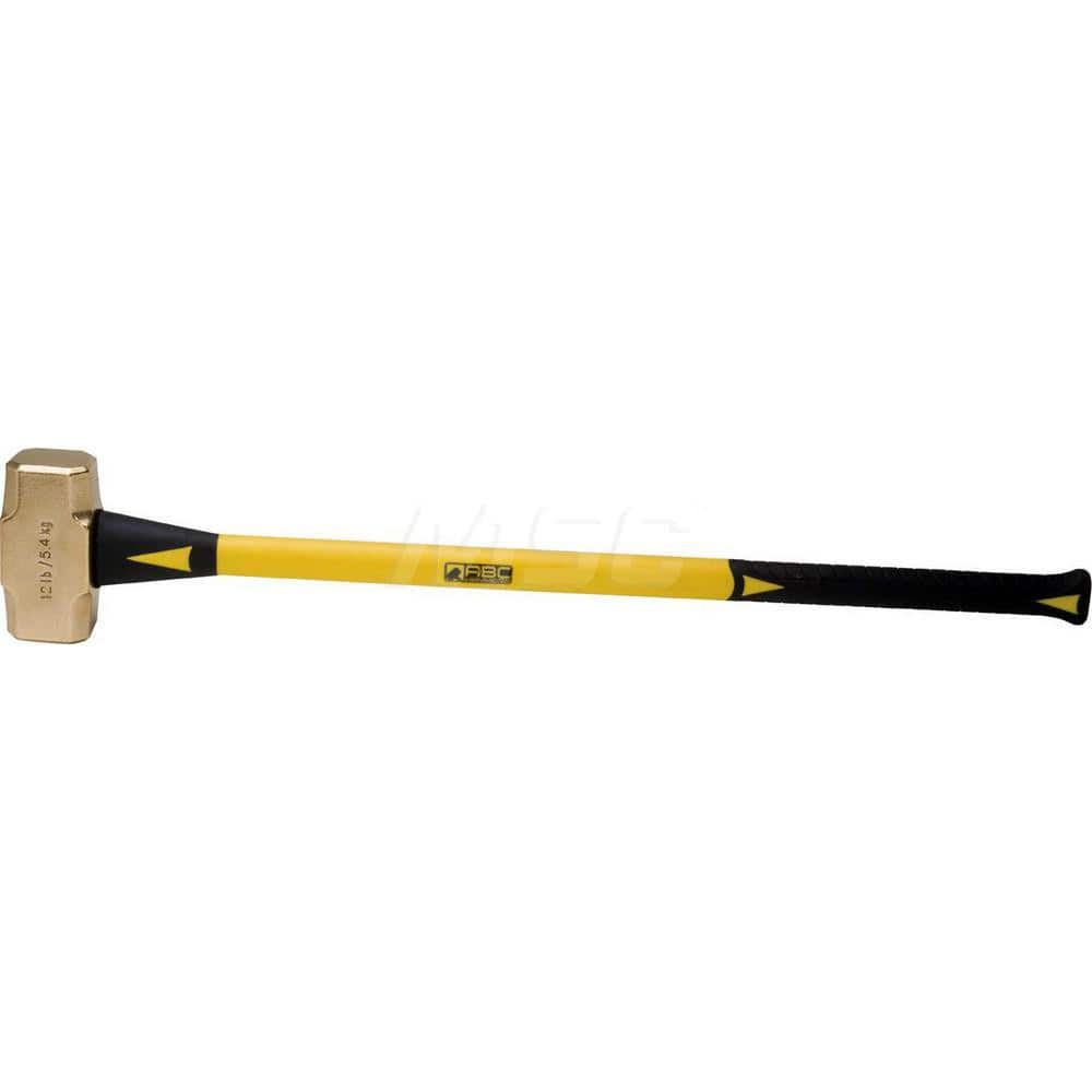 12 lb Brass Sledge Hammer, Non-Sparking, Non-Marring, 2-11/16 Face Diam, 6 Head Length, 36 OAL, 33 Fiberglass Handle, Double Faced MPN:ABC12BF