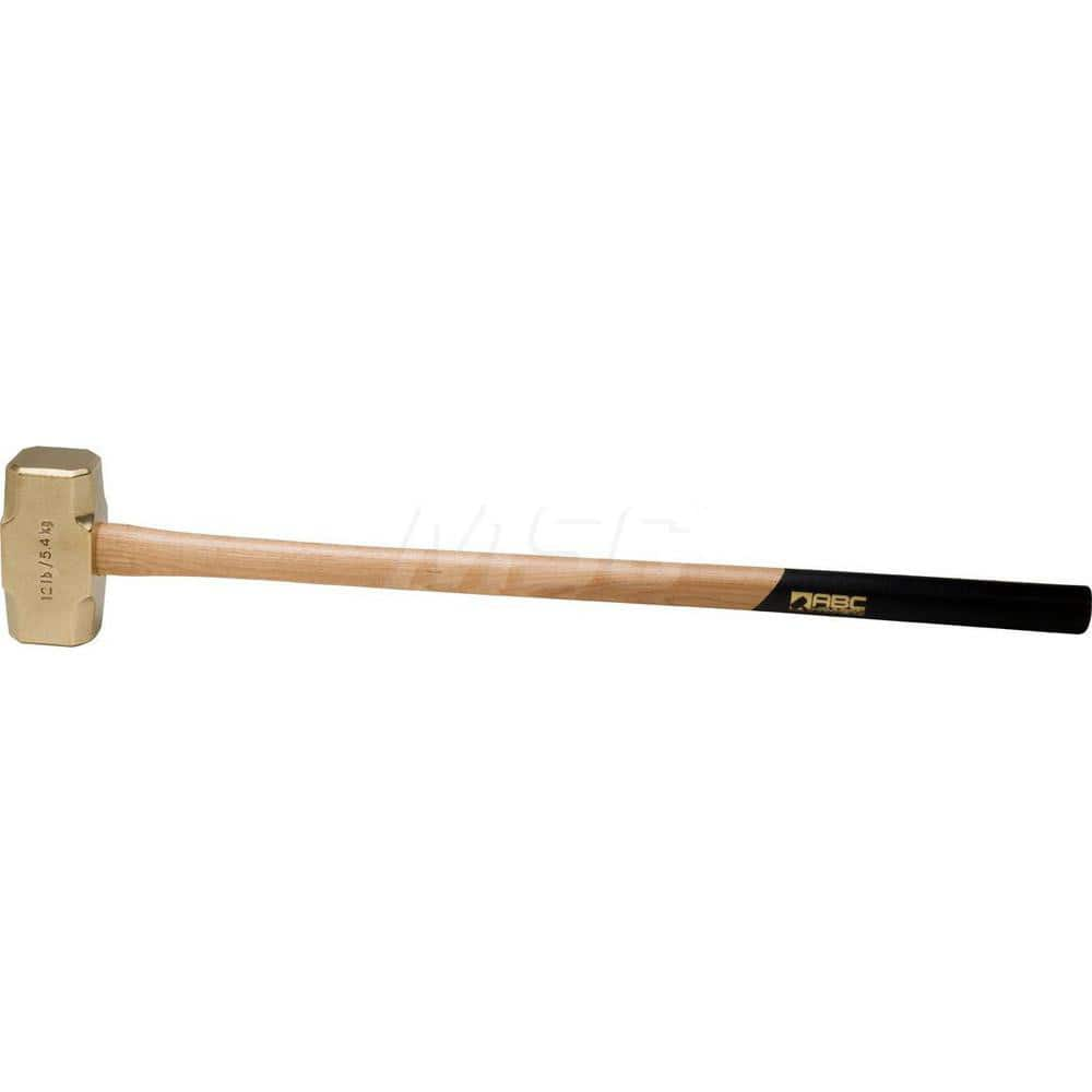 12 lb Brass Sledge Hammer, Non-Sparking, Non-Marring, 2-11/16 Face Diam, 6 Head Length, 37 OAL, 32 Wood Handle, Double Faced MPN:ABC12BW