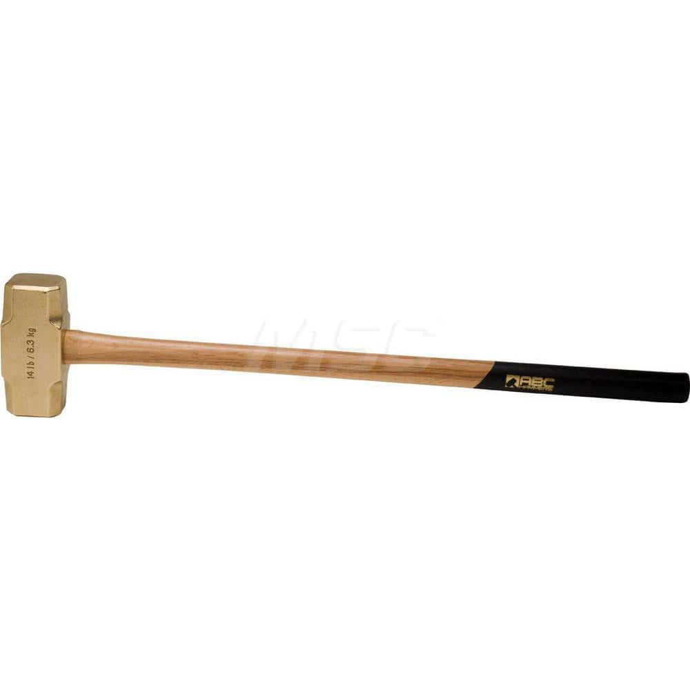 14 lb Brass Sledge Hammer, Non-Sparking, Non-Marring, 2-3/4 Face Diam, 7 Head Length, 36 OAL, 32 Wood Handle, Double Faced MPN:ABC14BW