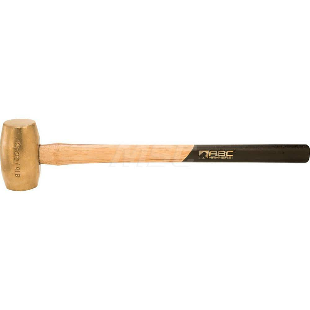 8 lb Brass Sledge Hammer, Non-Sparking, Non-Marring, 2-3/8 Face Diam, 5 Head Length, 24 OAL, 21 Wood Handle, Double Faced MPN:ABC8BWS