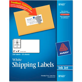 Avery® Shipping Labels with TrueBlock Technology 2 x 4 White Ink Jet 250/Pack 8163