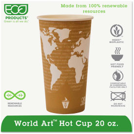 Eco-Products® World Art Renewable Resource Hot Drink Cups 20 oz Tan 1000/Carton EP-BHC20-WA