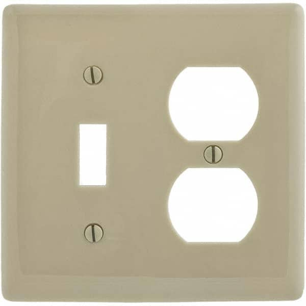 Wall Plates, Wall Plate Type: Combination Wall Plates , Color: Ivory , Wall Plate Configuration: One Toggle Switch/One Duplex Outlet , Material: Thermoplastic  MPN:P18I