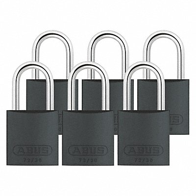 J5198 Lockout Padlock KA Black 2-17/32 H PK6 MPN:72/30 KA X 6