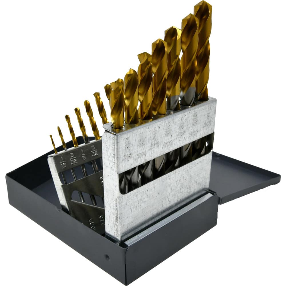 Drill Bit Set: Jobber Length Drill Bits, 15 Pc, 0.0625