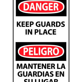 Bilingual Machine Labels - Danger Keep Guards In Place ESD566AP