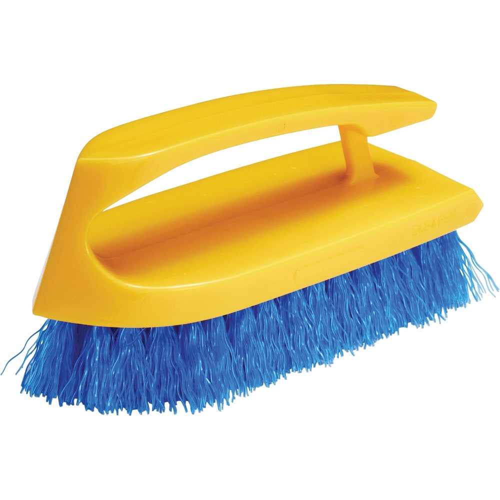 Rubbermaid Commercial Iron Handle Scrub Brush - Polypropylene Bristle - 6in Brush Face - Plastic Handle - 12 / Carton - Navy, Yellow (Min Order Qty 2) MPN:6482COBCT