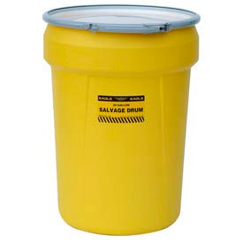 Eagle 1602 Plastic Salvage Drum - 30 Gallon - Yellow with Metal Lever-Lock Ring 1602